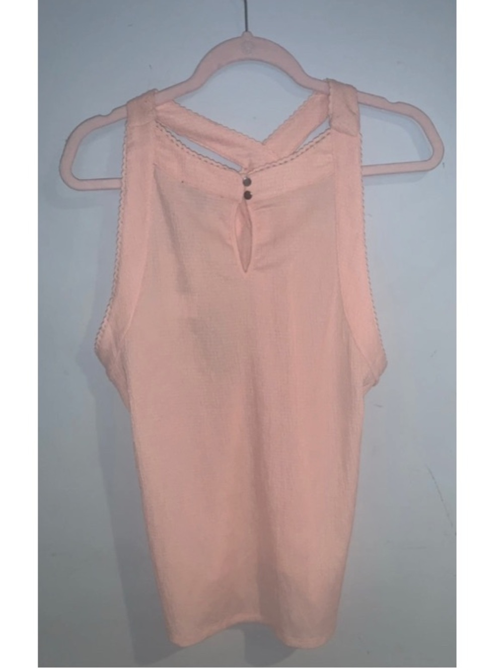 🪢 Cable & Gauge Peach Halter Top Cross Front Flowy Boho Feminine Summer NWT L - Picture 5 of 14